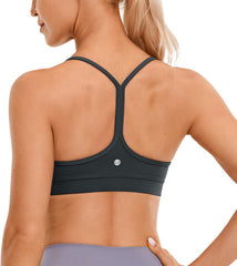 Butterluxe Y Back Sports Bras for Women - Padded Racerback Low Impact Spaghetti Thin Strap Workout Yoga Top