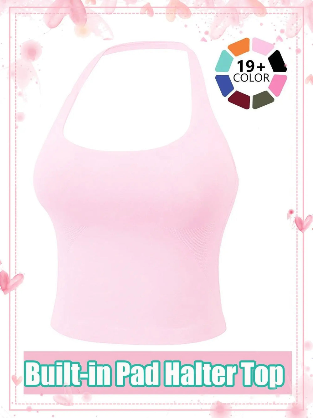 Women'S Solid Removable Chest Pad Sports Tank Top, Casual Comfort and Durability Halter Neck Sports Top for Yoga Gym Workout, Ladies Sportswear for All Seasons