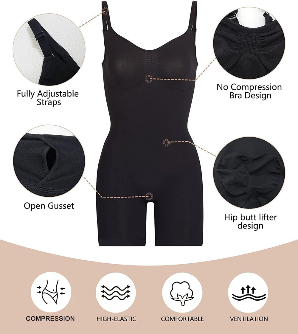 Women'S Seamless Shapewear Bodysuit Tummy Control Body Shaper Waist Defining Body Suit