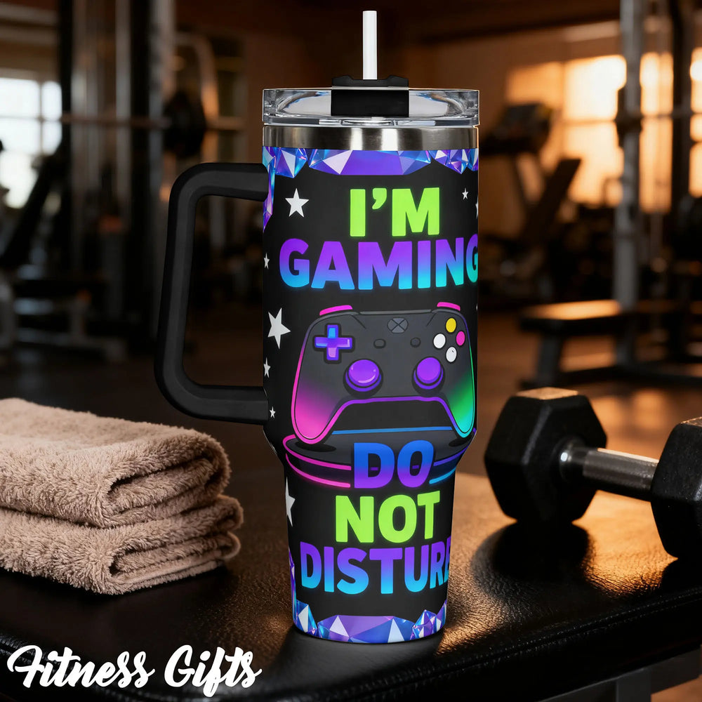 1Pc 40Oz/30Oz/22Oz/20Oz/14Ozcup Stainless Steel Tumbler with I'M Gaming Do Not Disturb Design, Leakproof Large Capacity, Needed for Gym, Hiking, Travel Ideal Birthday Christmas Gift Perfect Gift, Insulated Water Bottle