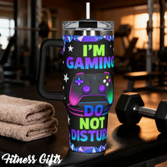 1Pc 40Oz/30Oz/22Oz/20Oz/14Ozcup Stainless Steel Tumbler with I'M Gaming Do Not Disturb Design, Leakproof Large Capacity, Needed for Gym, Hiking, Travel Ideal Birthday Christmas Gift Perfect Gift, Insulated Water Bottle