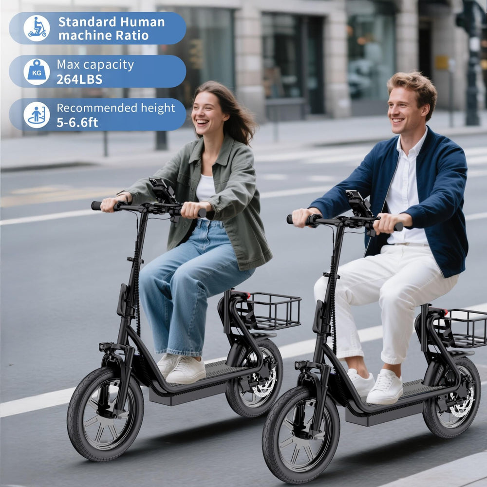 48V 10.4AH/22.5AH Electric Scooter Adults Foldable Escooter Seat & Carry Basket