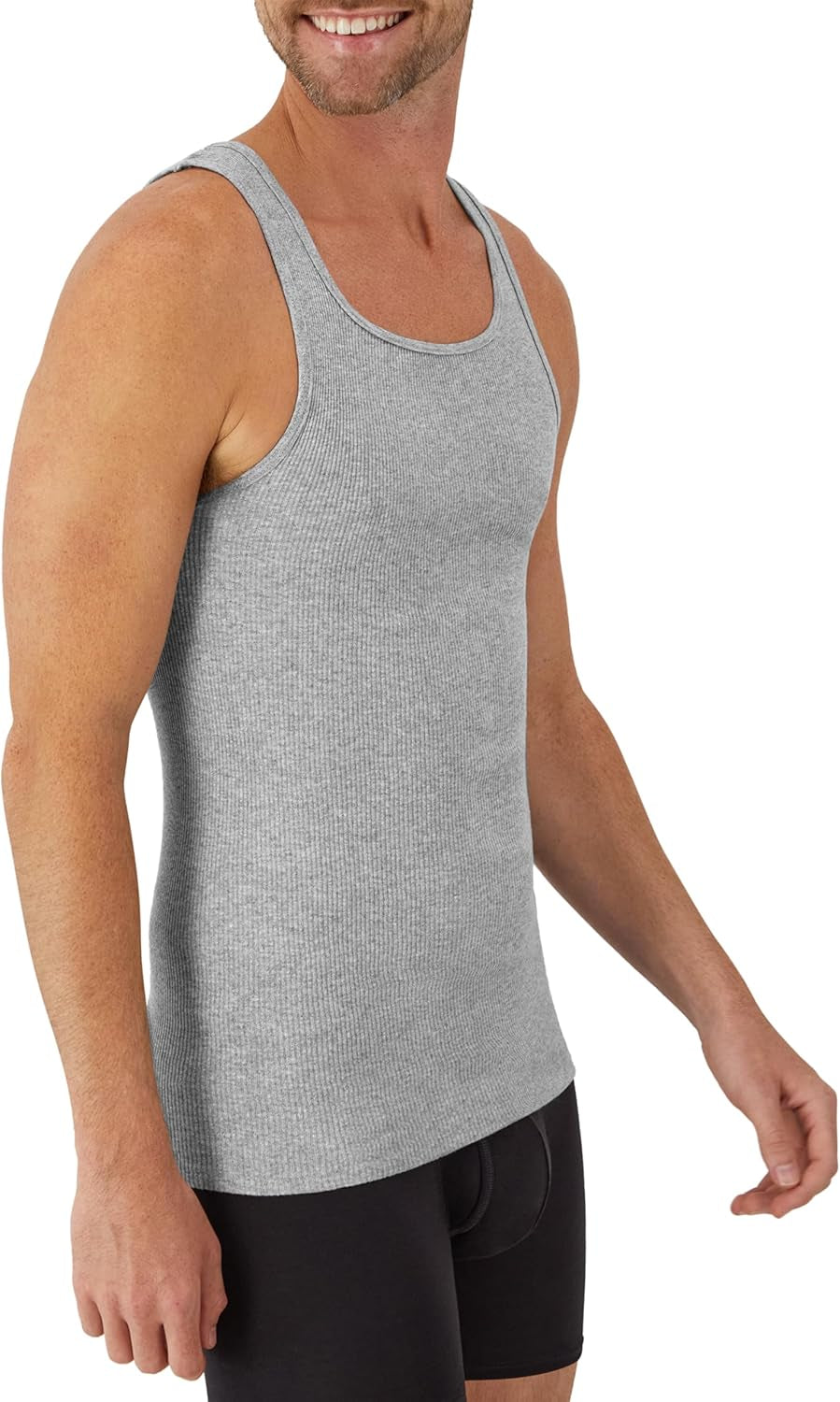 Men'S Tank Undershirt Pack, Cotton Tank Undershirt, Moisture-Wicking, Breathable, White or Grey/Black, Multi-Pack