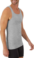 Men'S Tank Undershirt Pack, Cotton Tank Undershirt, Moisture-Wicking, Breathable, White or Grey/Black, Multi-Pack