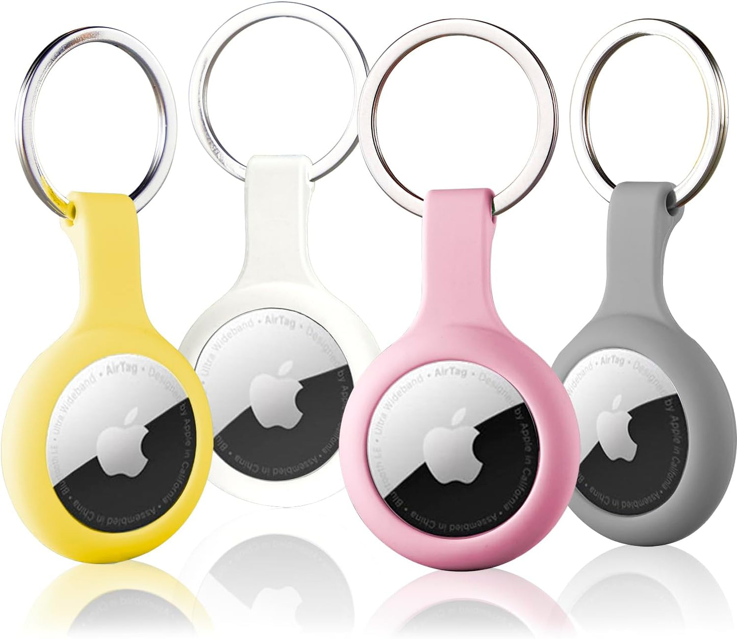 Apple AirTag Keychain Silicone Case - 4 Pack with Metal Snap Attachment for Enhanced Item Tracking Accessories
