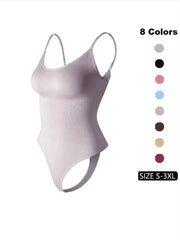Women'S Solid Spaghetti Strap Adjustable Strap Backless Shapewear Bodysuit, Casual Comfy Seamless Tummy Control Butt Lifting Bodysuit for Daily Wear, Ladies Shapewear for All Seasons