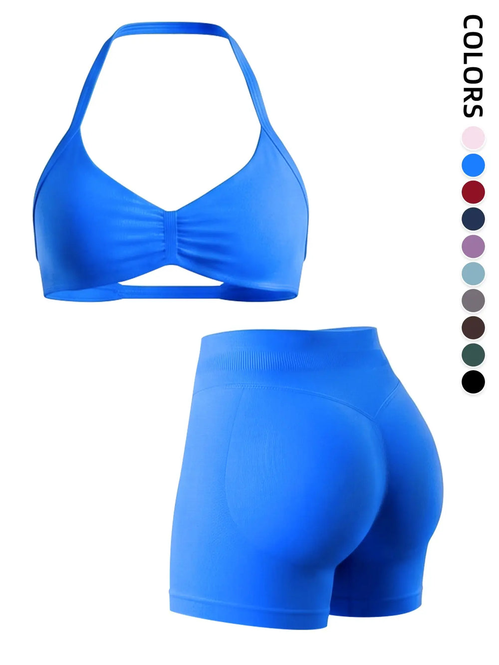 2-Piece Seamless Sports Bra Set with Pads, High-Waisted Peach Butt Running Yoga Shorts, Sleeveless Sporty Suit for Women, Activewear Workout Set, Seamless Gym Outfits, Fitness Yoga Set, Exercise Clothing Set