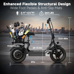 2026 New 500W 14Inch Electric Bicycle with Box 10.4AH Battery 28Miles Max Range 22MPH Max Speed Shock Absorption Foldable Adult Ebike