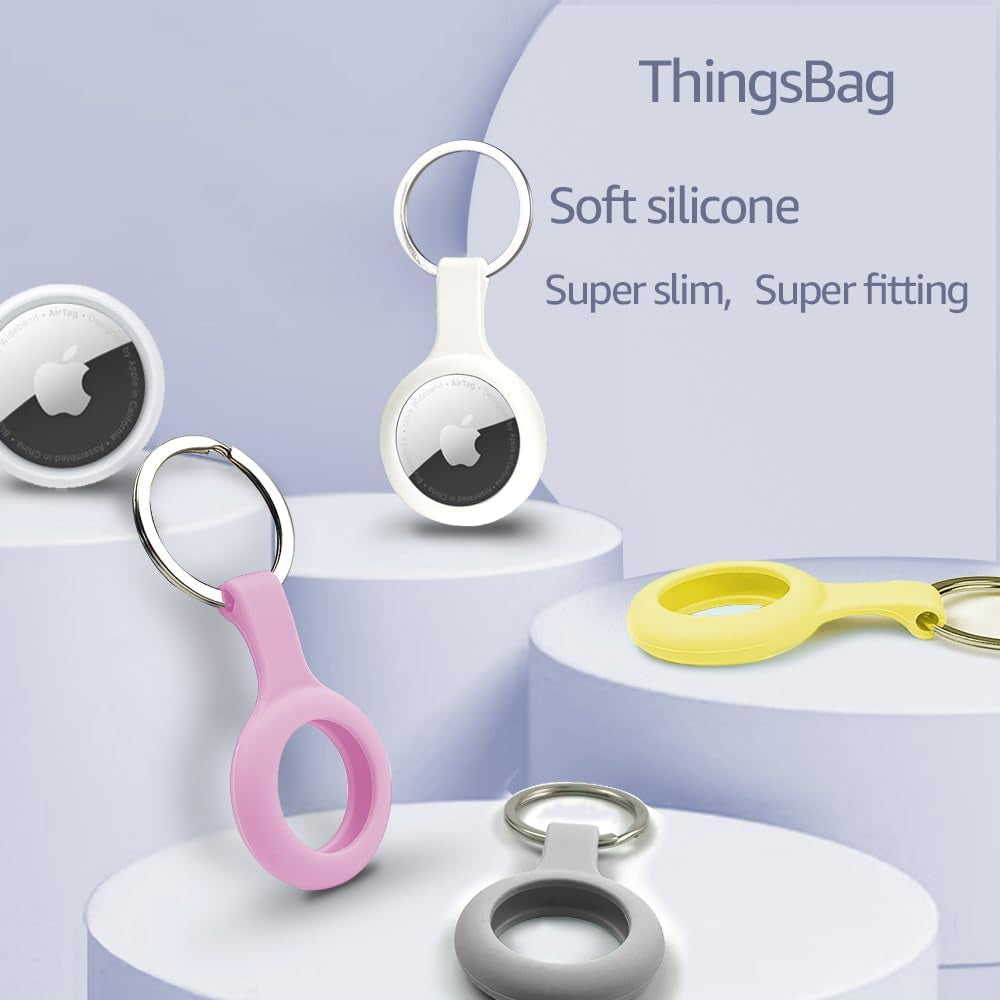 Apple AirTag Keychain Silicone Case - 4 Pack with Metal Snap Attachment for Enhanced Item Tracking Accessories
