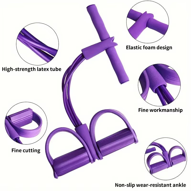 6-Tube Multi-Function Abdominal Trainer with Foot Pedal for Sit-Ups Fitness Abdominal Toning Arm Strengthening Resistance Band