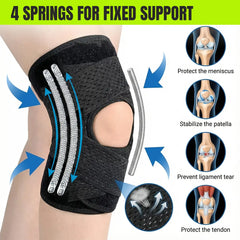 Knee Brace with Side Stabilizers for Meniscal Tear Knee Pain ACL MCL Arthritis Injuries Recovery, Breathable Adjustable Knee Support for Men and Women Black Healthcare Side Staoilizer Knee Compression Wrap