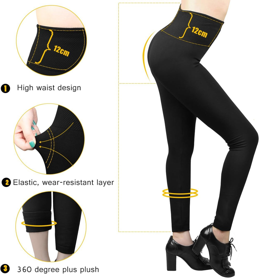7 Pack Women’S Fleece Lined Leggings High Waist Soft Stretchy Winter Warm Lounge Pajama Leggings