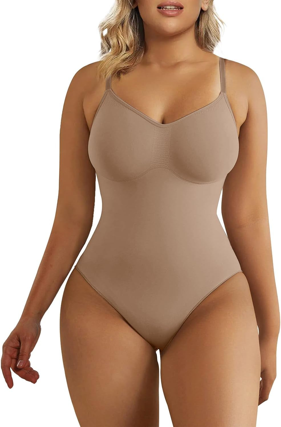 Women'S Seamless Shapewear Bodysuit Tummy Control Body Shaper Waist Defining Body Suit