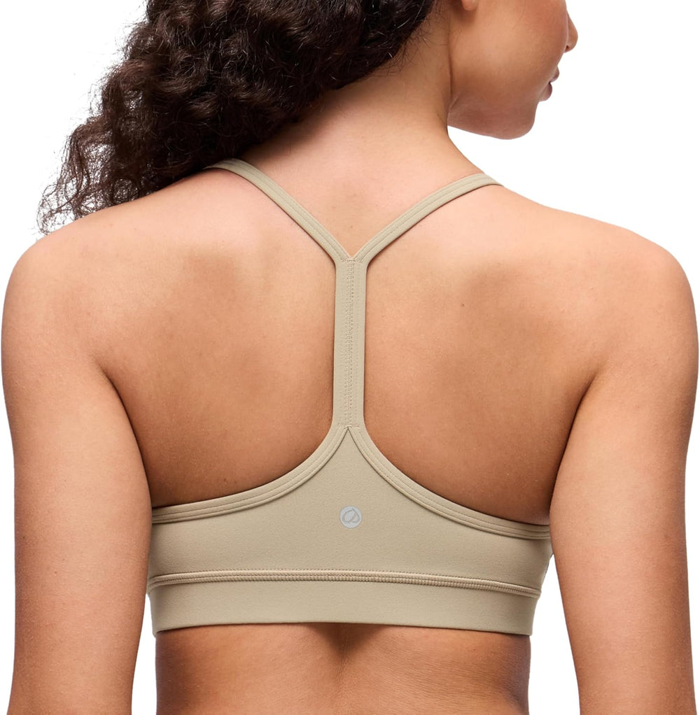 Butterluxe Y Back Sports Bras for Women - Padded Racerback Low Impact Spaghetti Thin Strap Workout Yoga Top