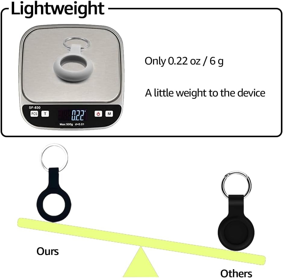 Apple AirTag Keychain Silicone Case - 4 Pack with Metal Snap Attachment for Enhanced Item Tracking Accessories