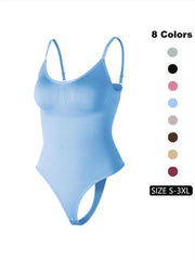 Women'S Solid Spaghetti Strap Adjustable Strap Backless Shapewear Bodysuit, Casual Comfy Seamless Tummy Control Butt Lifting Bodysuit for Daily Wear, Ladies Shapewear for All Seasons