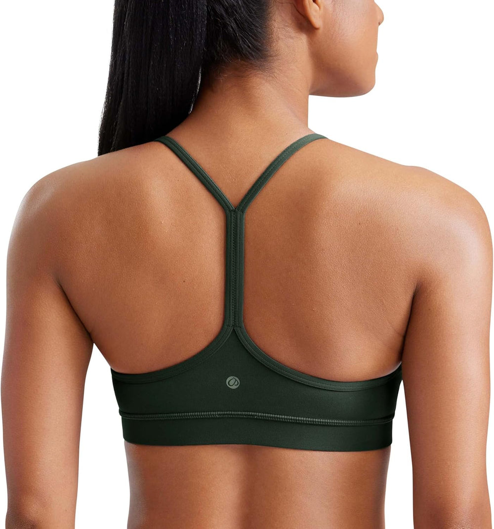 Butterluxe Y Back Sports Bras for Women - Padded Racerback Low Impact Spaghetti Thin Strap Workout Yoga Top