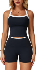Two Piece Workout Sets for Women Tank Top Matching High Waist Booty Lifting Shorts Gym Yoga Active Wear Outfits