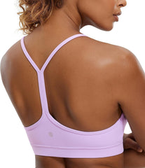 Butterluxe Y Back Sports Bras for Women - Padded Racerback Low Impact Spaghetti Thin Strap Workout Yoga Top