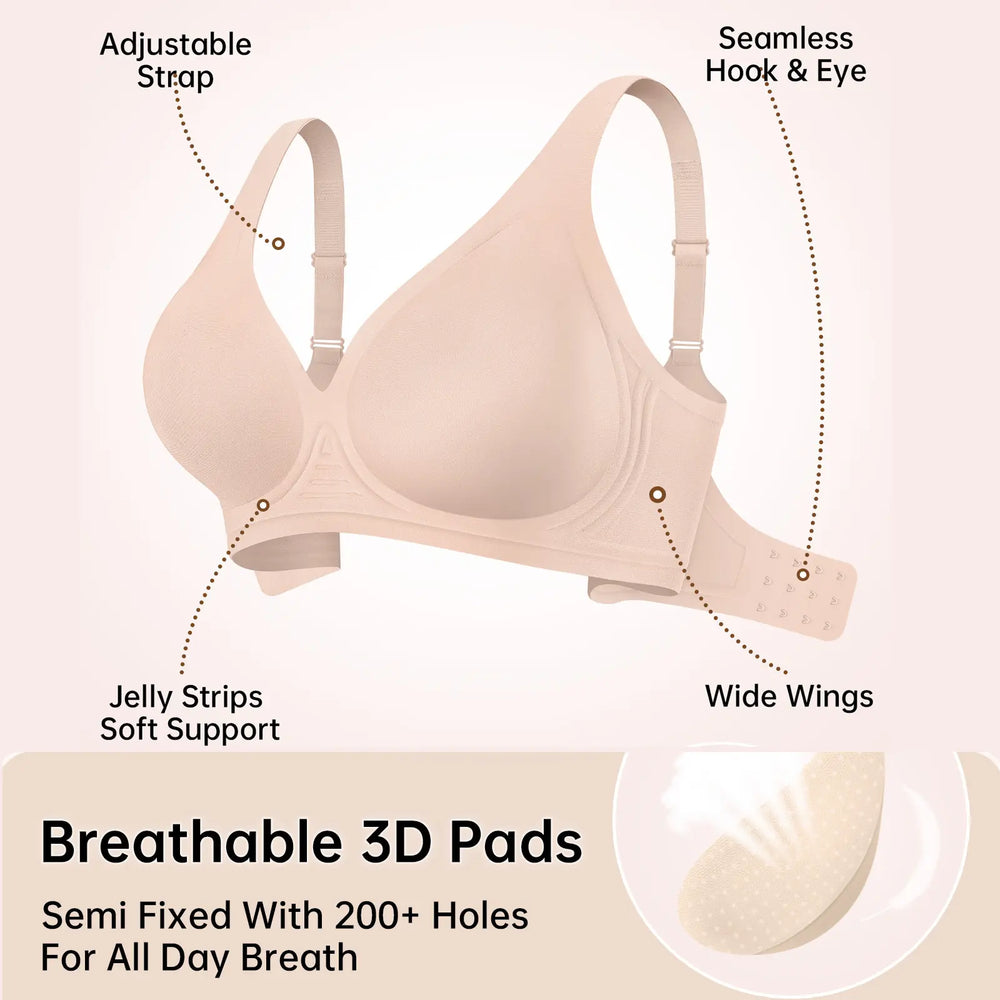 OEAK Womens Deep V Jelly Bras Wireless Comfortable Bra No Underwire Tshirt Push up Bralettes Plunge Seamless Bra
