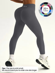 Women'S Solid High Waist Sports Leggings, High Stretch Seamless Yoga Leggings, Ladies Sportswear for Indoor Outdoor Wear, Bottoms