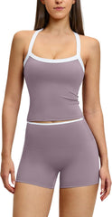 Two Piece Workout Sets for Women Tank Top Matching High Waist Booty Lifting Shorts Gym Yoga Active Wear Outfits