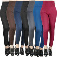 7 Pack Women’S Fleece Lined Leggings High Waist Soft Stretchy Winter Warm Lounge Pajama Leggings