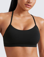 Butterluxe Y Back Sports Bras for Women - Padded Racerback Low Impact Spaghetti Thin Strap Workout Yoga Top