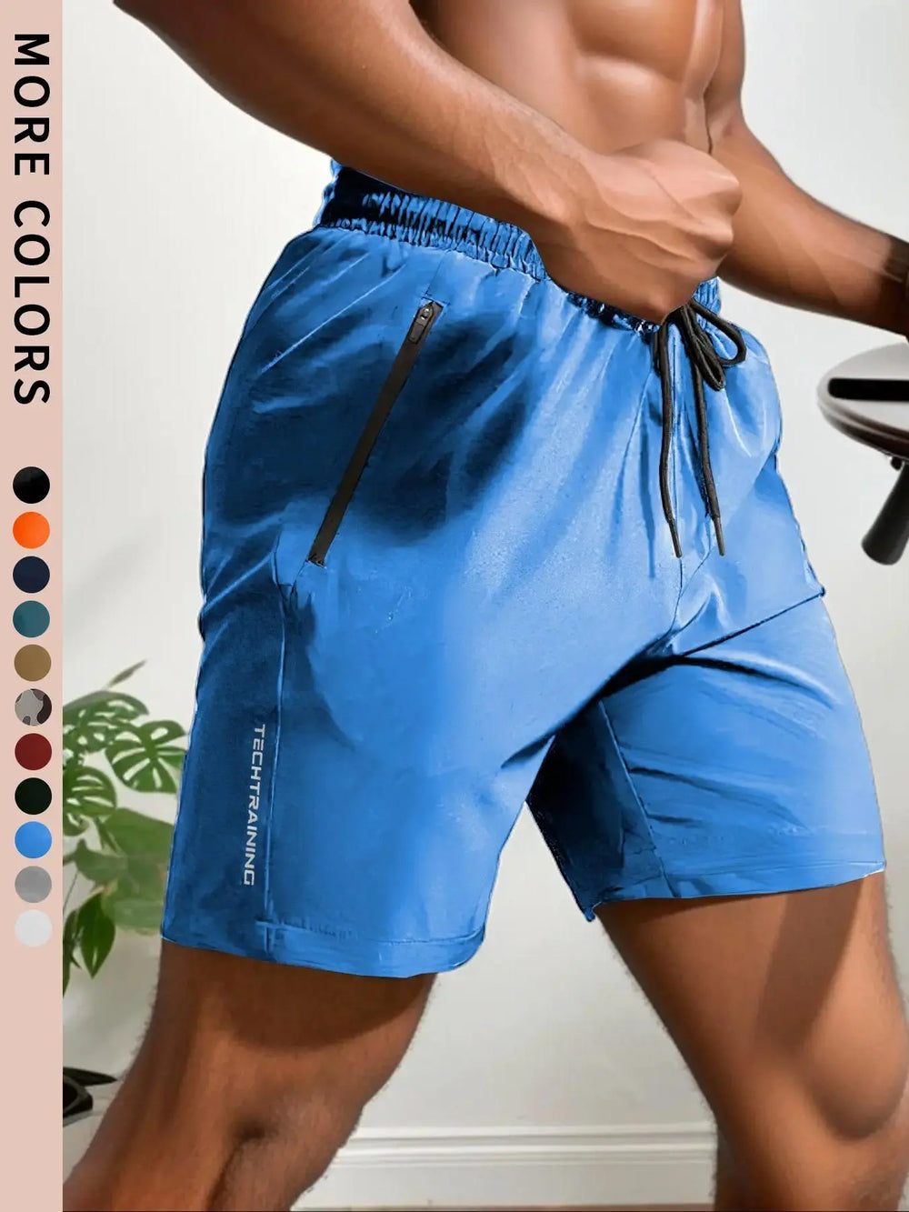 Men'S New Trendy Letter Print Zipper Pocket Drawstring Waist Track Shorts, Quick Drying Drawstring Sports Shorts for Summer Gym Workout Running, Comfort Shorts for Men, Activewear, Athletic Shorts, Regular Fit Shorts, Sports Yoga Shorts