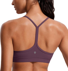 Butterluxe Y Back Sports Bras for Women - Padded Racerback Low Impact Spaghetti Thin Strap Workout Yoga Top