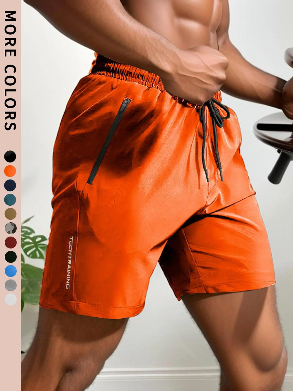Men'S New Trendy Letter Print Zipper Pocket Drawstring Waist Track Shorts, Quick Drying Drawstring Sports Shorts for Summer Gym Workout Running, Comfort Shorts for Men, Activewear, Athletic Shorts, Regular Fit Shorts, Sports Yoga Shorts