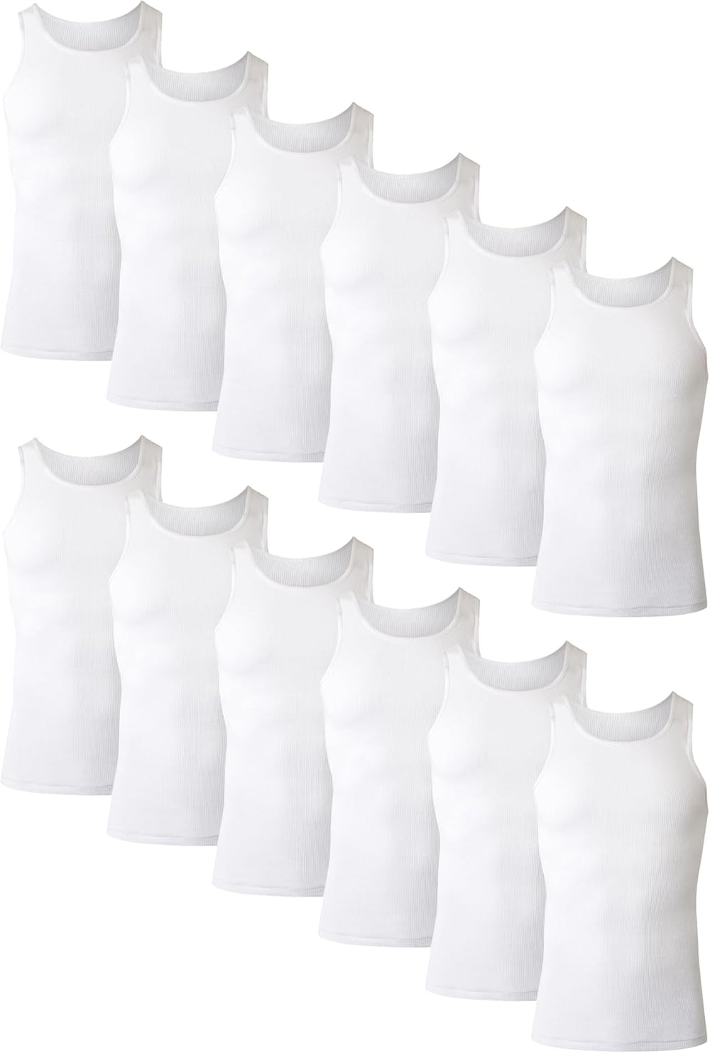 Men'S Tank Undershirt Pack, Cotton Tank Undershirt, Moisture-Wicking, Breathable, White or Grey/Black, Multi-Pack