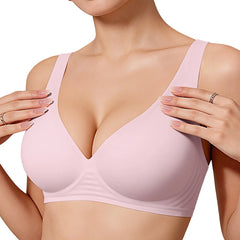 OEAK Womens Deep V Jelly Bras Wireless Comfortable Bra No Underwire Tshirt Push up Bralettes Plunge Seamless Bra