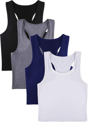 4 Pieces Basic Workout Crop Tank Tops Sleeveless Racerback Sport Tank Top for Women Yoga Running