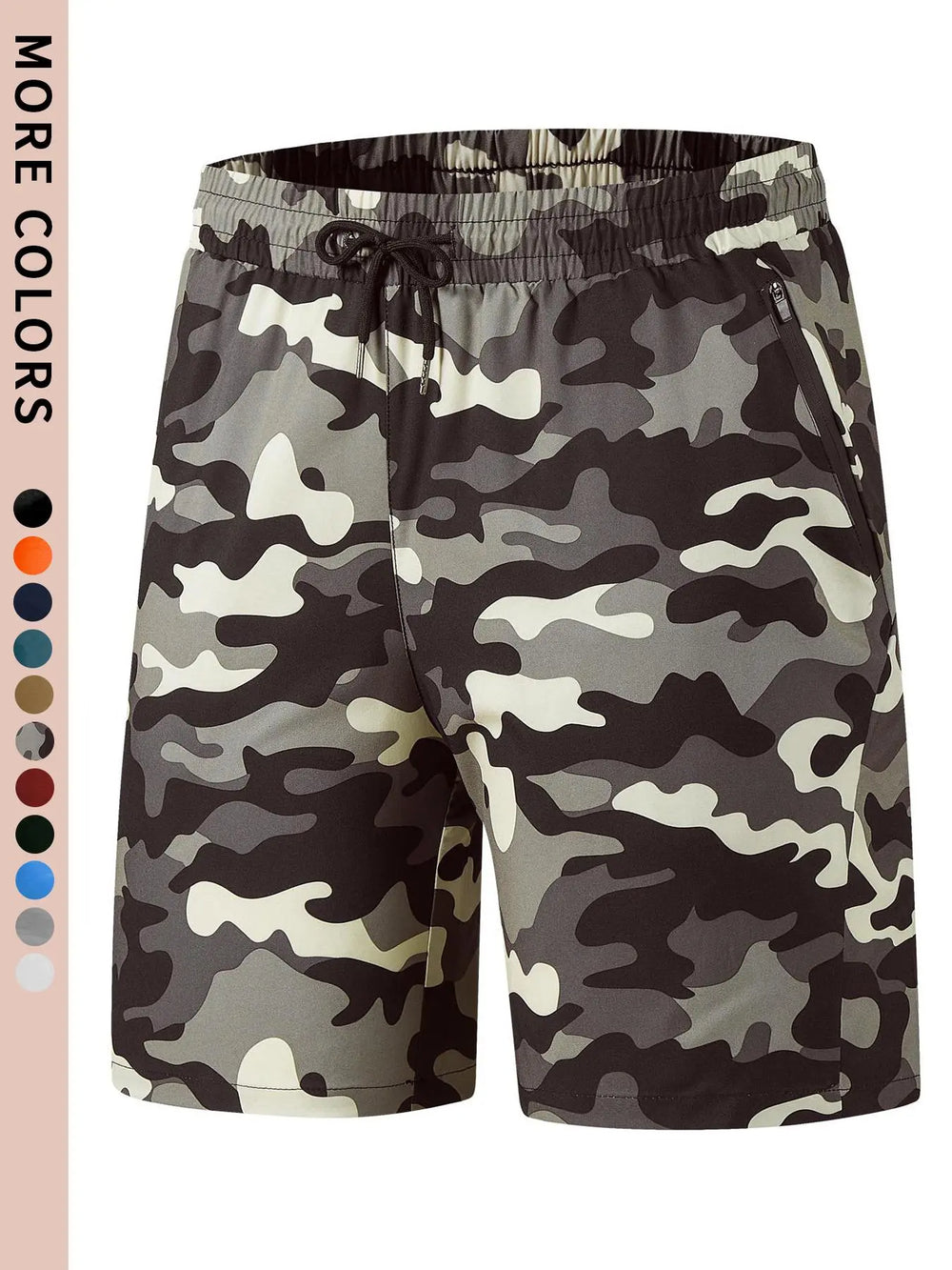 Men'S New Trendy Letter Print Zipper Pocket Drawstring Waist Track Shorts, Quick Drying Drawstring Sports Shorts for Summer Gym Workout Running, Comfort Shorts for Men, Activewear, Athletic Shorts, Regular Fit Shorts, Sports Yoga Shorts