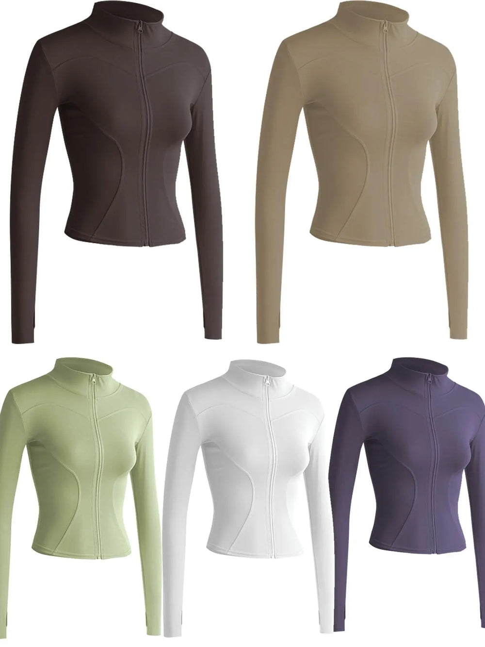 Women'S Thumb Holes Zip up Sports Jacket, Sporty Plain Long Sleeve Tops, Women'S Sportswear for Tennis Pickleball Indoor Outdoor Wear, Sports Outerwear, Zip Front Jacket