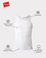 Men'S Tank Undershirt Pack, Cotton Tank Undershirt, Moisture-Wicking, Breathable, White or Grey/Black, Multi-Pack