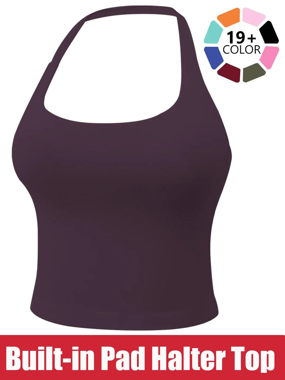 Women'S Solid Removable Chest Pad Sports Tank Top, Casual Comfort and Durability Halter Neck Sports Top for Yoga Gym Workout, Ladies Sportswear for All Seasons