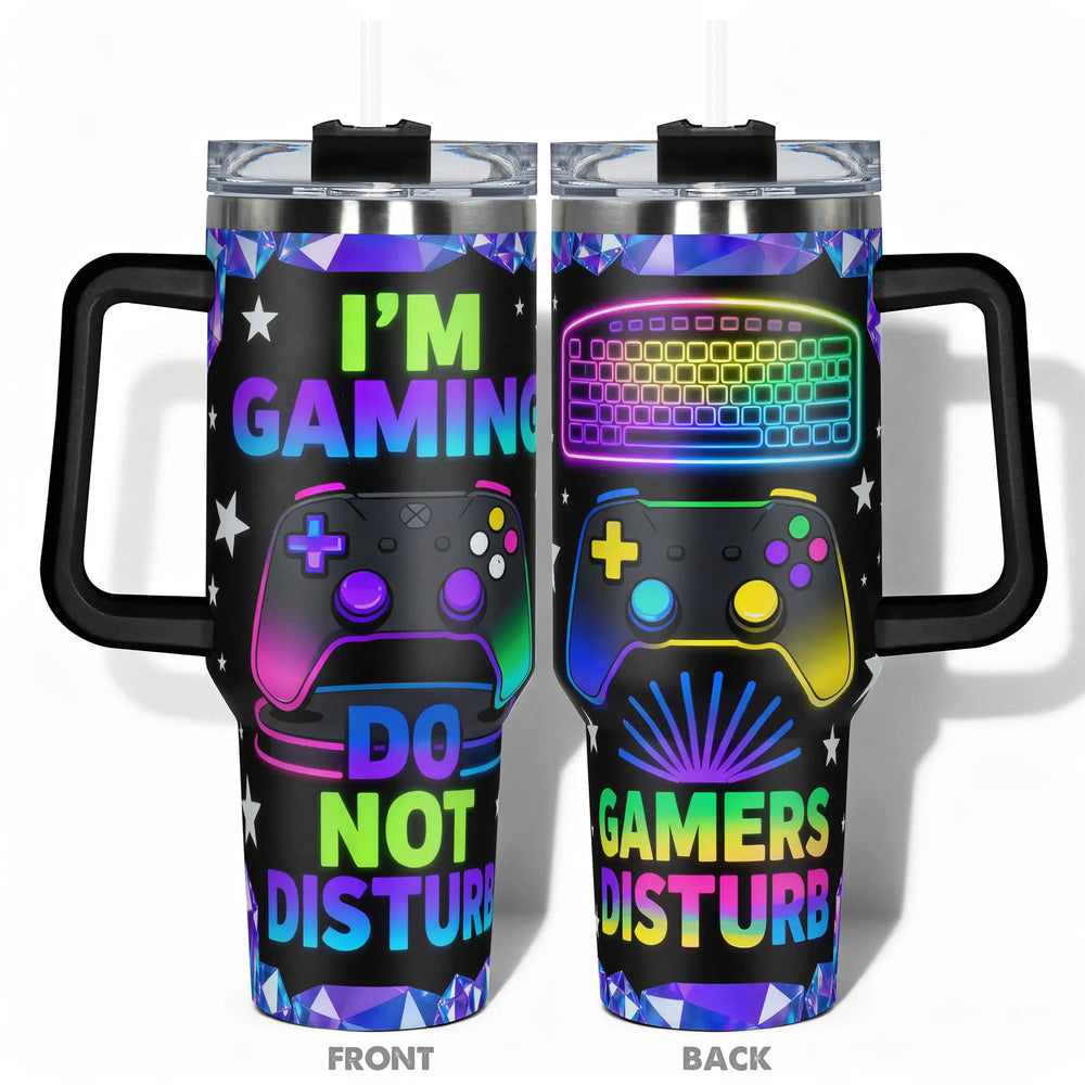 1Pc 40Oz/30Oz/22Oz/20Oz/14Ozcup Stainless Steel Tumbler with I'M Gaming Do Not Disturb Design, Leakproof Large Capacity, Needed for Gym, Hiking, Travel Ideal Birthday Christmas Gift Perfect Gift, Insulated Water Bottle