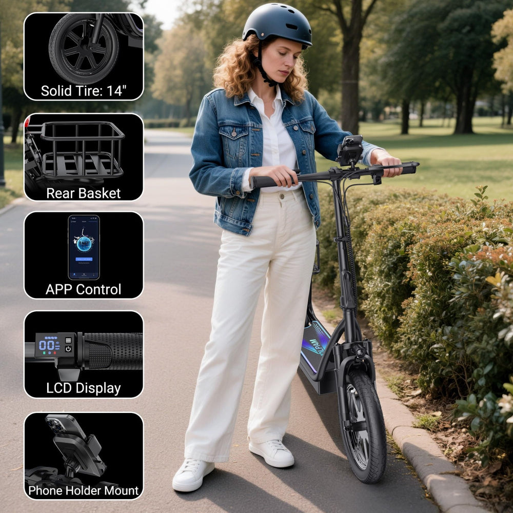 48V 10.4AH/22.5AH Electric Scooter Adults Foldable Escooter Seat & Carry Basket
