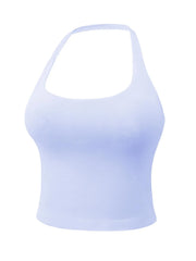 Women'S Solid Removable Chest Pad Sports Tank Top, Casual Comfort and Durability Halter Neck Sports Top for Yoga Gym Workout, Ladies Sportswear for All Seasons