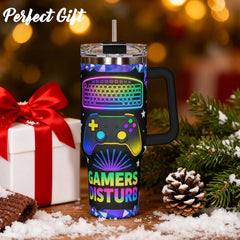 1Pc 40Oz/30Oz/22Oz/20Oz/14Ozcup Stainless Steel Tumbler with I'M Gaming Do Not Disturb Design, Leakproof Large Capacity, Needed for Gym, Hiking, Travel Ideal Birthday Christmas Gift Perfect Gift, Insulated Water Bottle