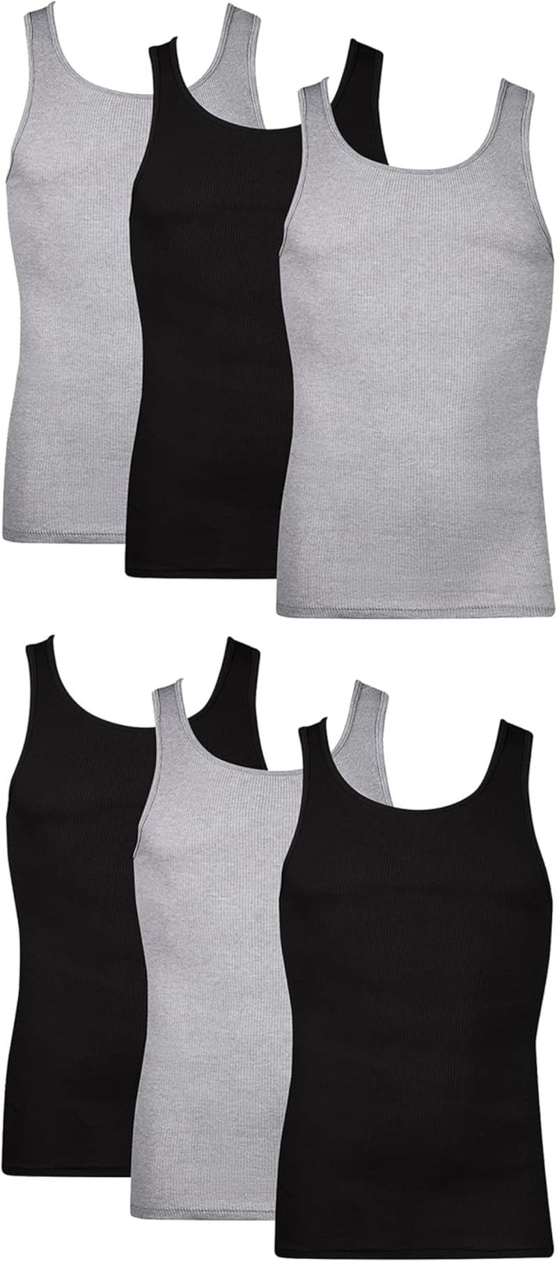 Men'S Tank Undershirt Pack, Cotton Tank Undershirt, Moisture-Wicking, Breathable, White or Grey/Black, Multi-Pack