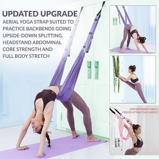 Adjustable Aerial Yoga Hammock Set Pilates Anti-Gravity Swing Stretch Strap Dance Fitness Yoga Training Body Shaping Exercises