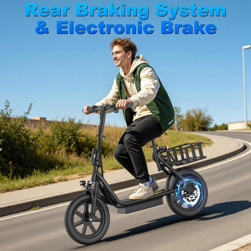 48V 10.4AH/22.5AH Electric Scooter Adults Foldable Escooter Seat & Carry Basket