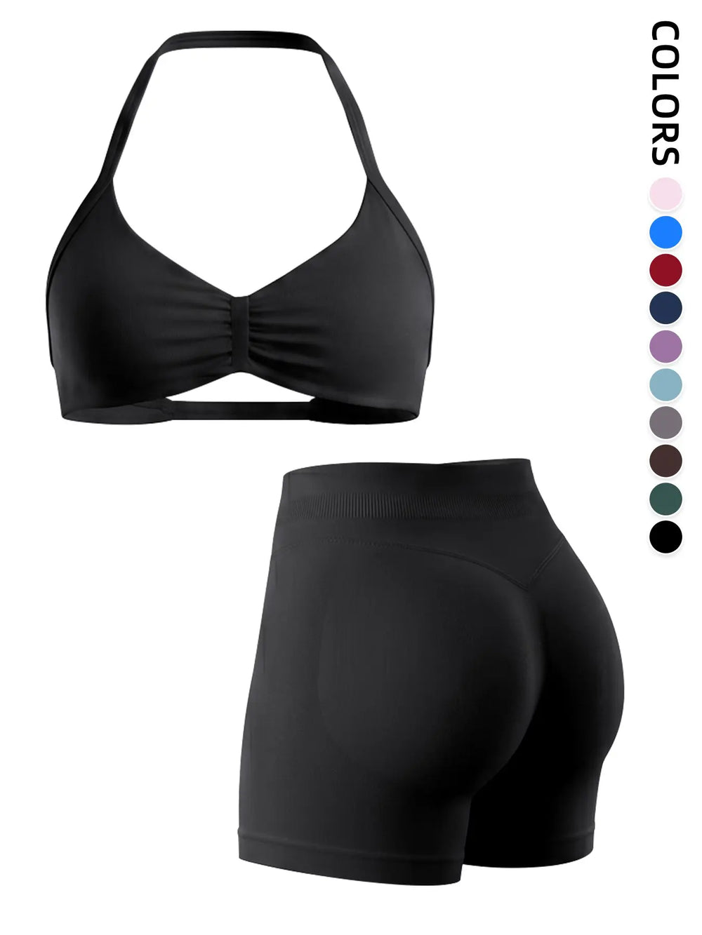 2-Piece Seamless Sports Bra Set with Pads, High-Waisted Peach Butt Running Yoga Shorts, Sleeveless Sporty Suit for Women, Activewear Workout Set, Seamless Gym Outfits, Fitness Yoga Set, Exercise Clothing Set