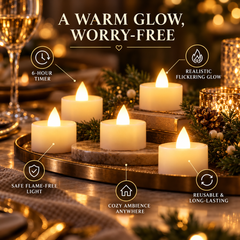 12-Pack Battery Tea Lights with Built-In Timer  LED Candles