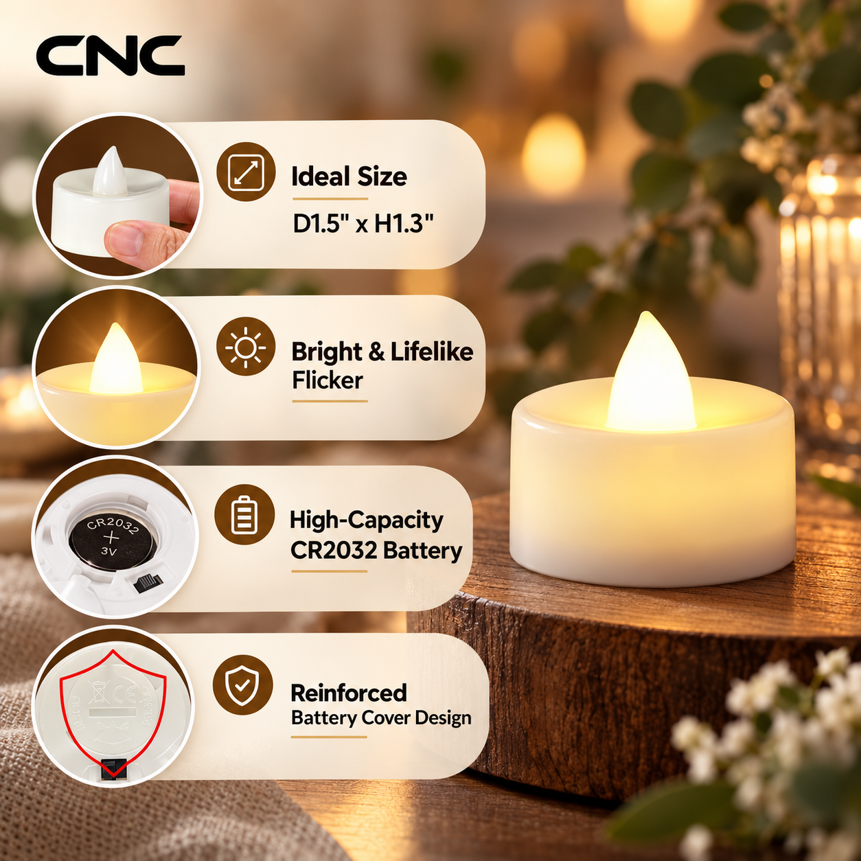 12-Pack Battery Tea Lights with Built-In Timer  LED Candles
