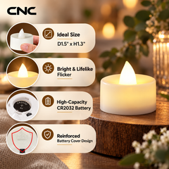 12-Pack Battery Tea Lights with Built-In Timer  LED Candles