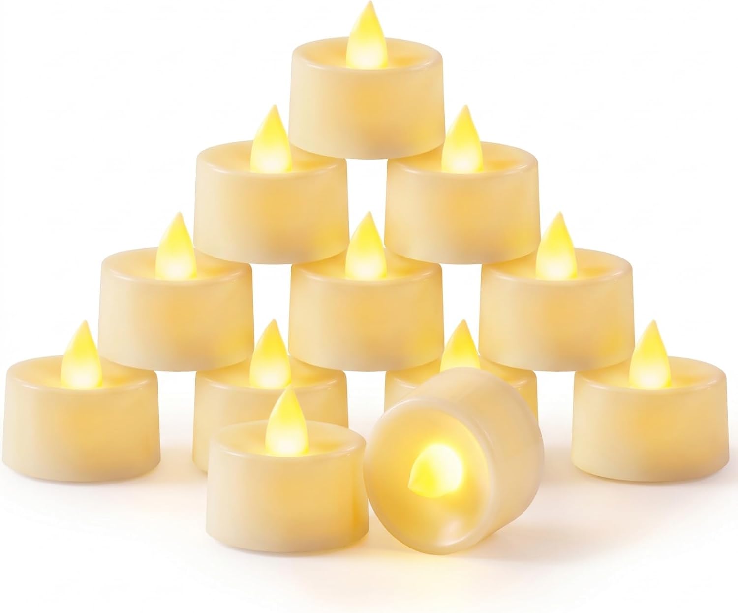 12-Pack Battery Tea Lights with Built-In Timer  LED Candles